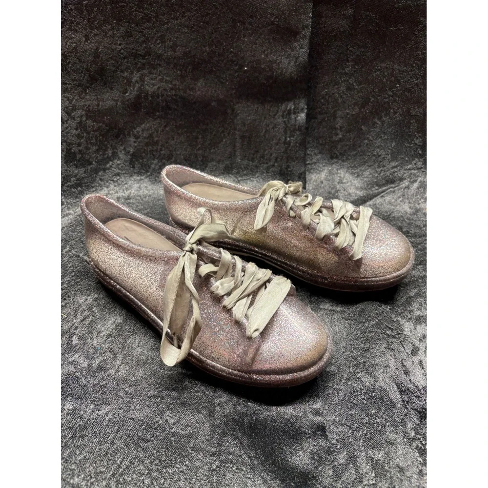 Melissa Be Disney Mickey Minnie‎ Mouse Pink Glitter Jelly Sneakers Shoes Size 3